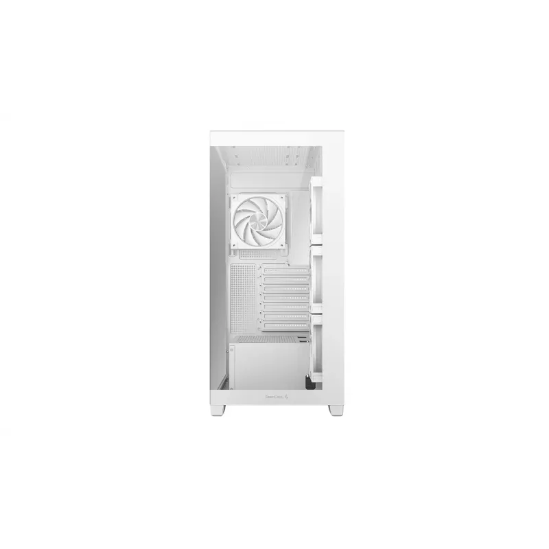 PC korpuss DeepCool CG580 4F V2 Midi Tower Balts — ATX, rūdīts stikls, 3x120mm sānu ventilatori, 360mm sānu radiatora atbalsts