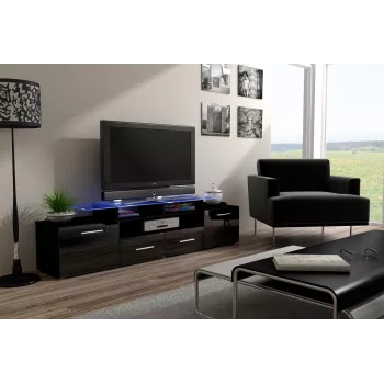 Cama TV statīvs EVORA 200 melns/melns glancēts