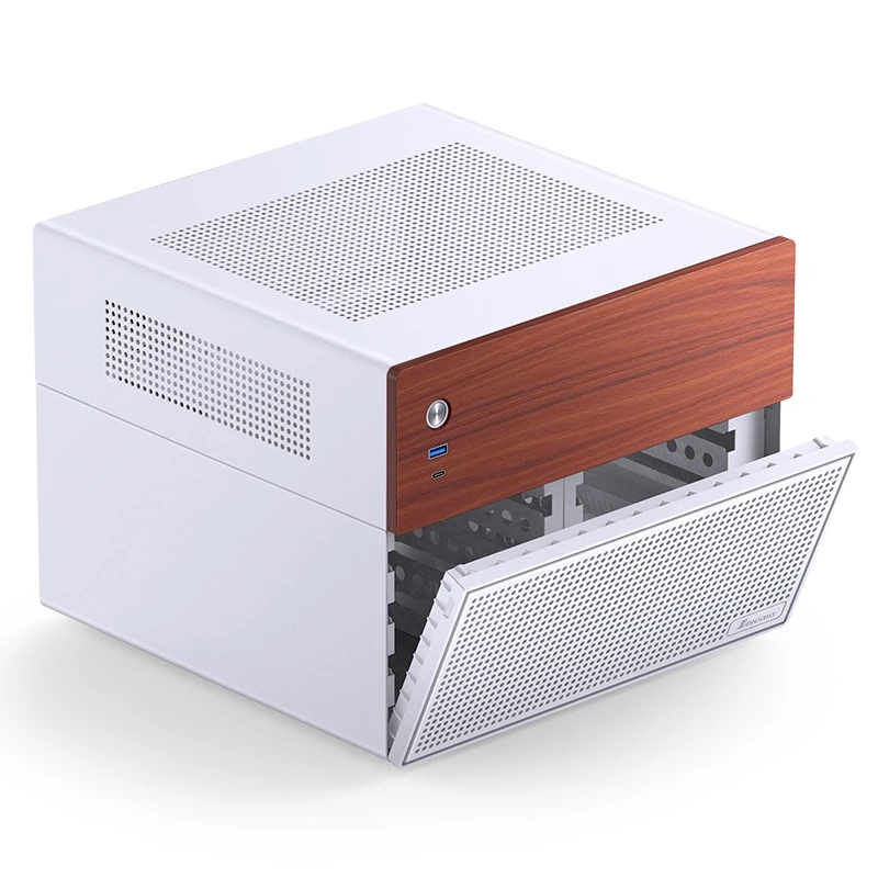 Jonsbo N4 WHITE mikrotornis Mini-ITX ar rūdītu stiklu