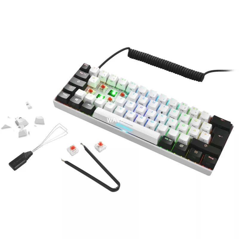 SKILLER SGK50 S4 Gaming tastatūra Balta/melna, PT izkārtojums, Kailh Red