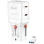 Ceļojumu lādētājs World 65W USB-C + USB-A balts