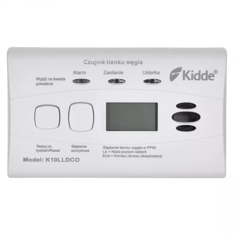 K10LLDCO Kidde oglekļa monoksīda detektors ar LCD displeju un 10 gadu akumulatoru