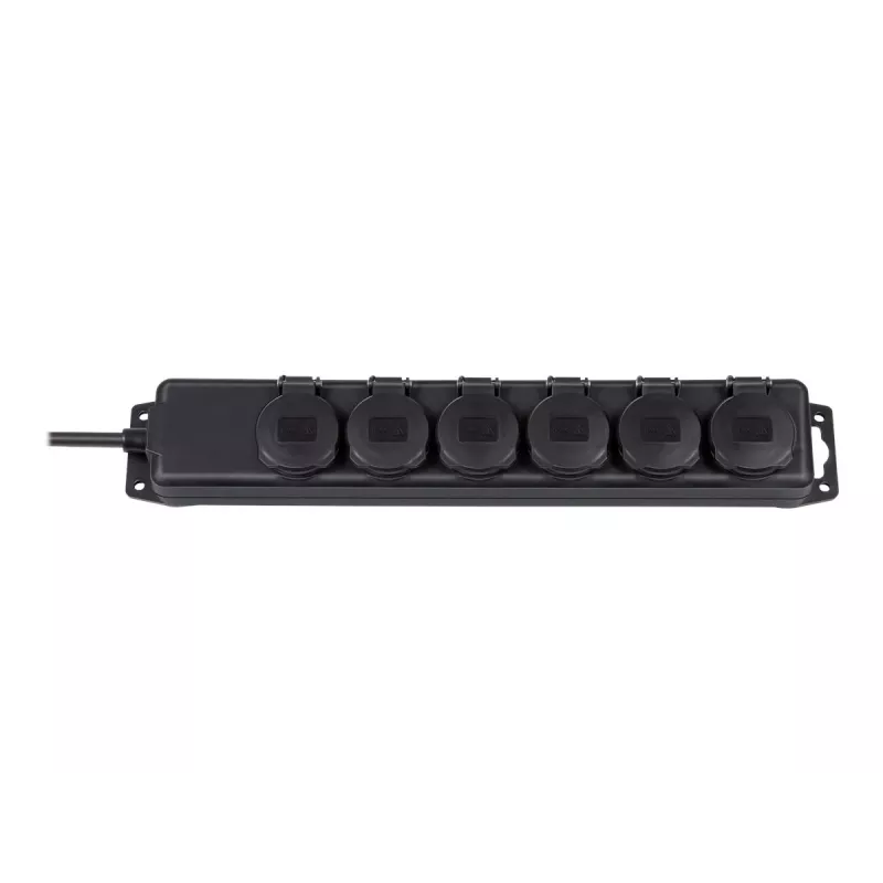 Pagarinātājs IP44 6-vietīgs melns 2m H07RN-F 3G1,5 (1159970)
