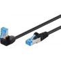 Goobay CAT 6A Patch Kabelis 1x 90° leņķa, S/FTP (PiMF), Melns, 0.25 m - fiksators augšpusē, LSZH bez halogēna, Varš (51555)