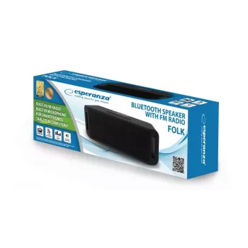 Pārnēsājams stereo skaļrunis ESPERANZA FOLK Black — 6 W RMS, Bluetooth, MicroSD, LiPo akumulators