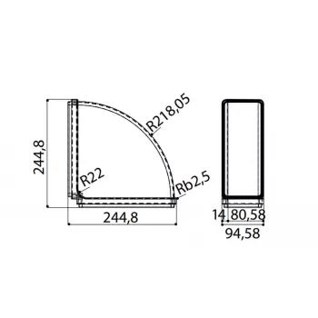Faber Curve CRO 90 kanāla līkums 90°, 220 x 90 mm taisnstūra kanālam