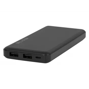 Pārnēsājams ārējais akumulators BLOW PB10A 10000mAh polimēra baterija, 2x USB-A izejas, 22.5W kopējā jauda, Micro‑USB ieeja, melns