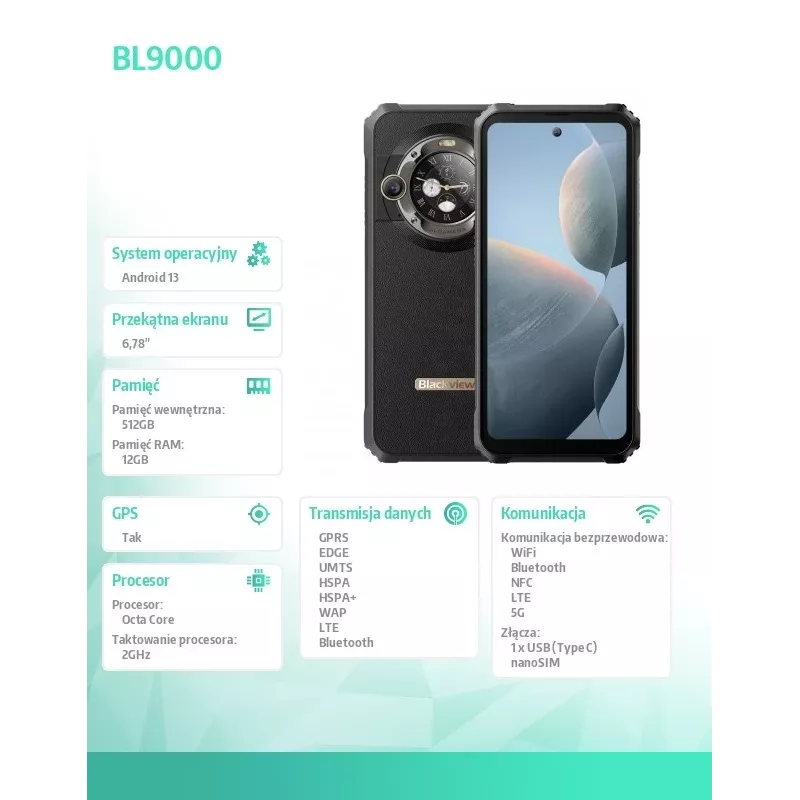 Blackview BL9000 5G 12/512GB Melns