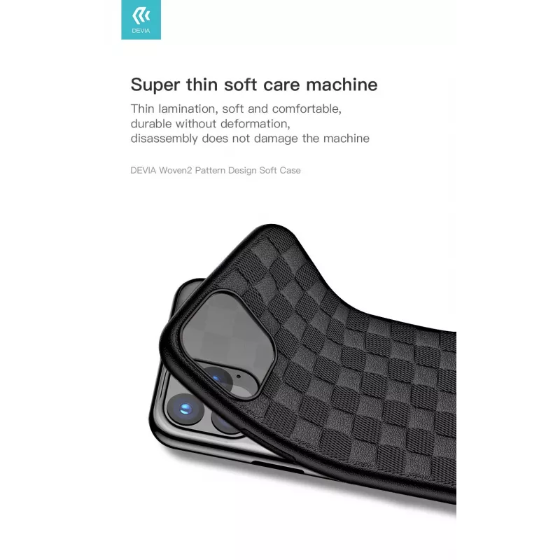 Mīksts aizsargmaciņš Devia Woven2 iPhone 11 Pro Max, austā tekstūra, melns