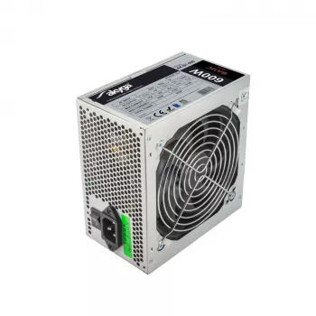 Akyga Basic AK-B1-600 ATX barošanas bloks 600 W, 120 mm ventilators, pasīvais PFC, pelēks