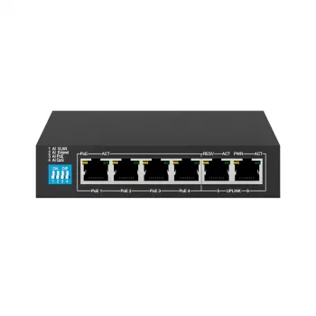 Slēdzis Extralink KRIOS 4x Gigabit PoE/PoE+ 2x RJ45 Uplink 60W