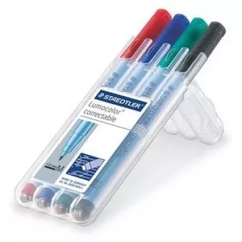 Marķieris Staedtler Lumocolor correctable 305, 4 gab., melns, zils, zaļš, sarkans, M