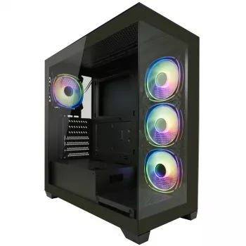 LC-Power korpuss MidiTower 715B melns USB 3.2/Audio bez barošanas bloka SEAMLESS_X (LC-715B-ON)