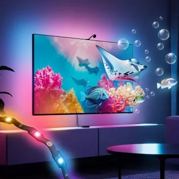Nanoleaf 4D V2 TV Screen Mirror + Gaismas Lentu Komplekts (TV un Monitoram līdz 65 collām) | 24 W | Daudzkrāsu RGB