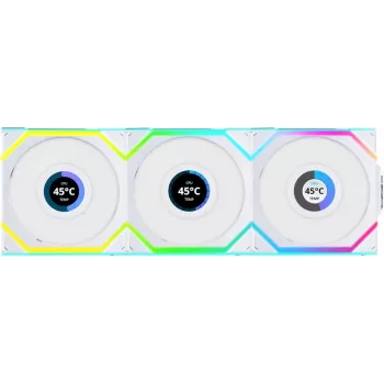 Lian Li UNI FAN SL Wireless LCD ARGB 120mm Balts 3-Pack