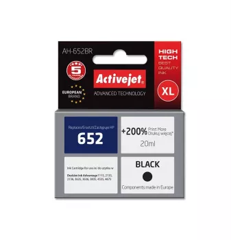 Kasetne ActiveJet AH-652BR saderīga ar HP, melna pigmenta tinte, 20 ml, augstas (XL) ražības