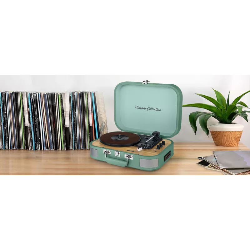 Muse Vintage Collection MT-201 WG digitālais atskaņotājs, platespēlētājs, digitālais ierakstītājs, Bluetooth audio uztvērējs, 10W