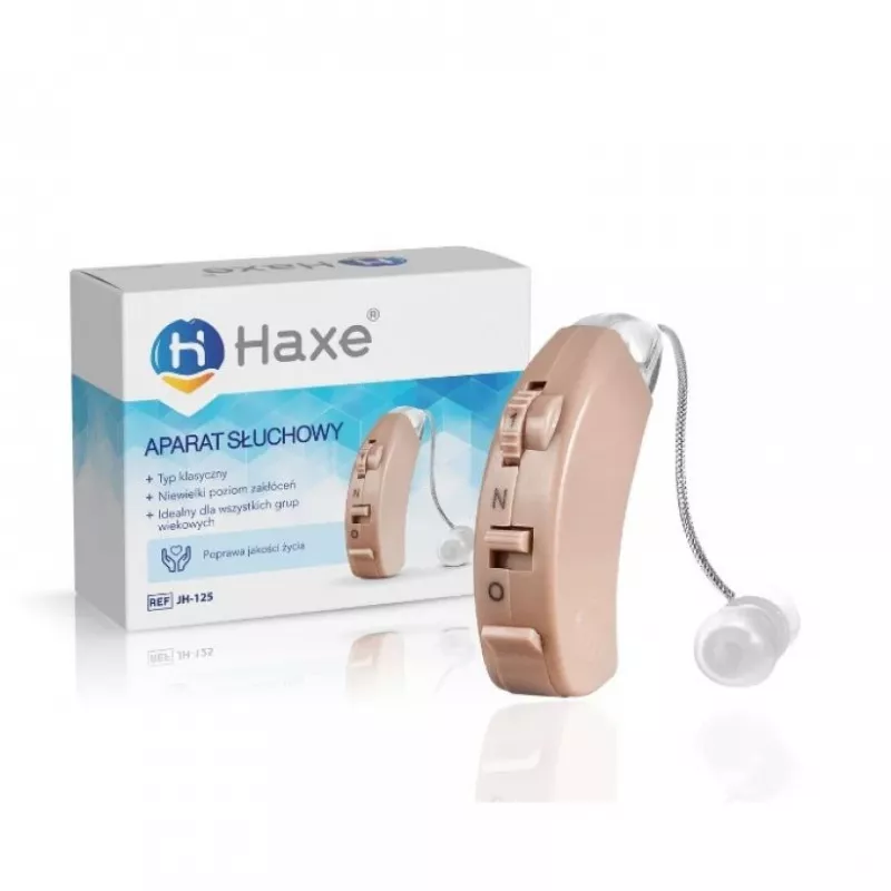Haxe JH-125 auss dzirdes pastiprinātājs, iekšauss, uzlādējams, bēšs, 4 skaļuma līmeņi, 45 dB pastiprinājums