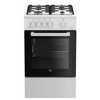 Brīvi stāvoša gāzes plīts Beko FSG52020FW, melna/balta