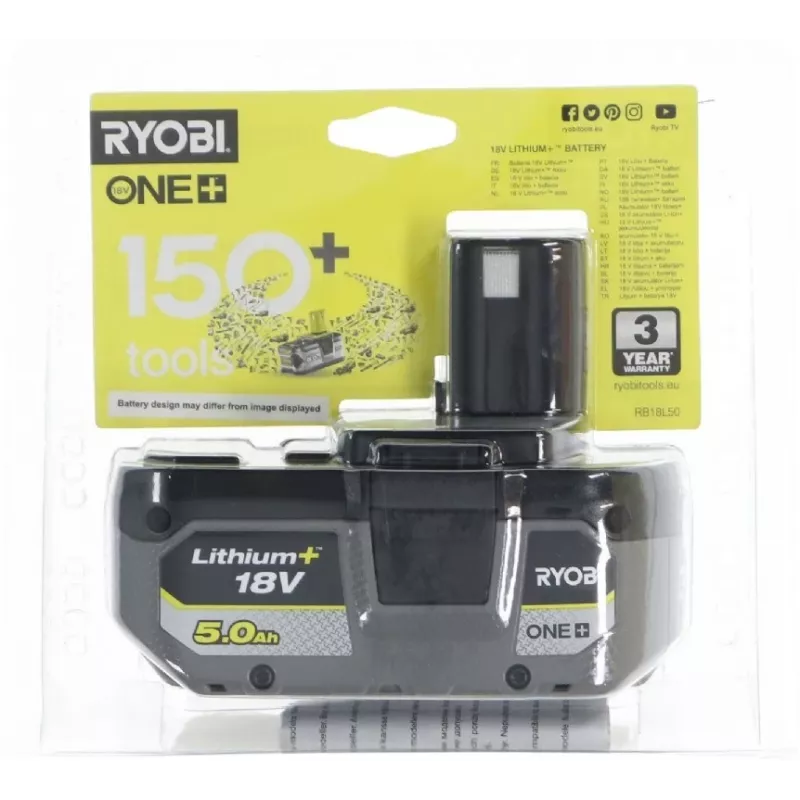 Ryobi 5133002433 RB 18L50 ONE+ 18V akumulators 18V 5.0Ah Li-Ion