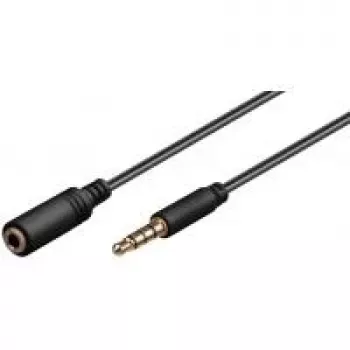 Wentronic Goobay 3,5 mm pagarinātājkabelis, melns, 0,5 m - 3,5 mm spraudnis (4 kontaktu, stereo) > 3,5 mm ligzda (4 kontaktu, stereo) (62476)