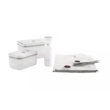 Vakuuma kaste ZWILLING 36807-007-0, plastmasas taisnstūra pārtikas konteiners 1.1 l un 2.3 l, hermētiski aizverams vāks, noņemams, caurspīdīgi balts