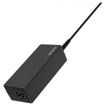 SAVIO ZA-01 iekštelpu maiņstrāvas lādētājs, 65W USB-C PD 3.0, 100–240V ieeja, viens ports, melns