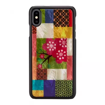 Aizsargmaciņa iKins iPhone XS Max — ķiršu ziedu raksts, melna