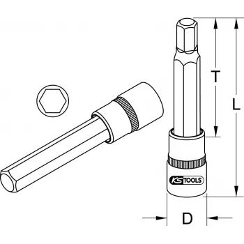 KS Tools 911.1330 1/2 inch sešstūra ligzda metriskā, ārējais diametrs 2.2 cm