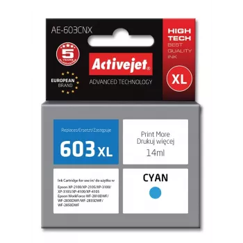 Activejet AE-603CNX tinte (Epson 603XL T03A24 nomaiņa; Supreme; 14 ml; ciāna)