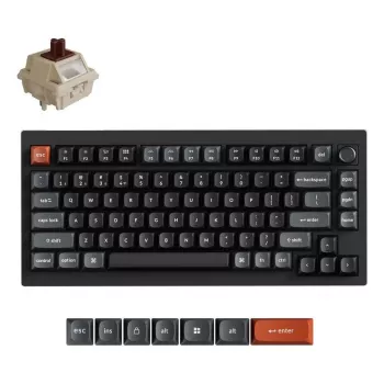 Mehāniskā tastatūra Keychron V1 Ultra 8K — 75% QWERTY, Bluetooth, vadu, RGB, melna