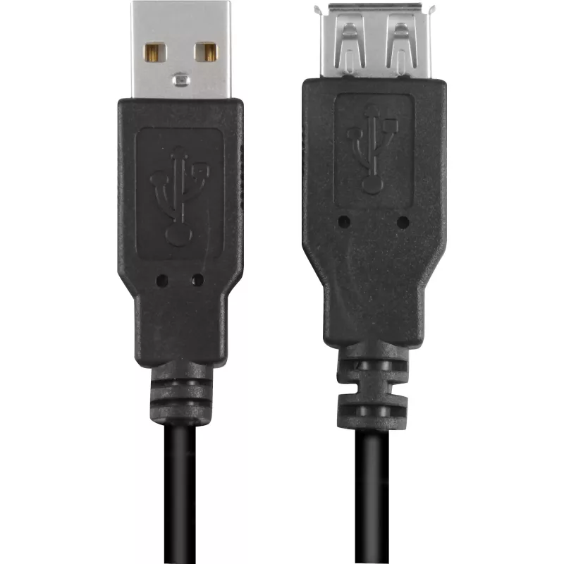 USB 2.0 pagarinātāja kabelis, USB-A spraudnis > USB-A ligzda (melns, 3,0 m, dubultekrāns)