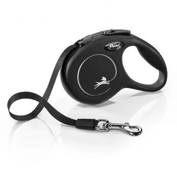 Ievelkamā pavada Flexi New Classic Cat XS 3 m — auklas pavada maziem mājdzīvniekiem, melna, maksimālā slodze 8 kg