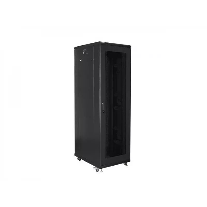 Rack skapis 19 collu LANBERG FF01-8842-23B 42U ar sieta priekšējām durvīm, melns