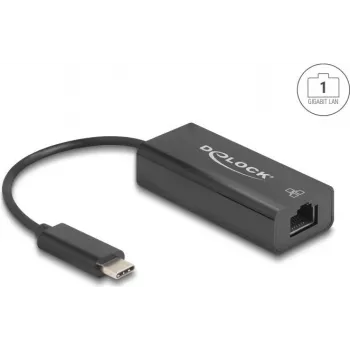 Tīkla adapteris DELOCK 64306 USB Type-C uz Ethernet 100 Mbit/s, vads, melns