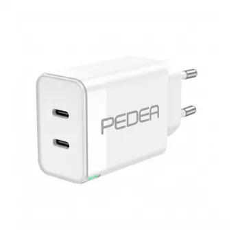Lādētājs PEDEA Dual PD 40W USB Type-C/C Balts
