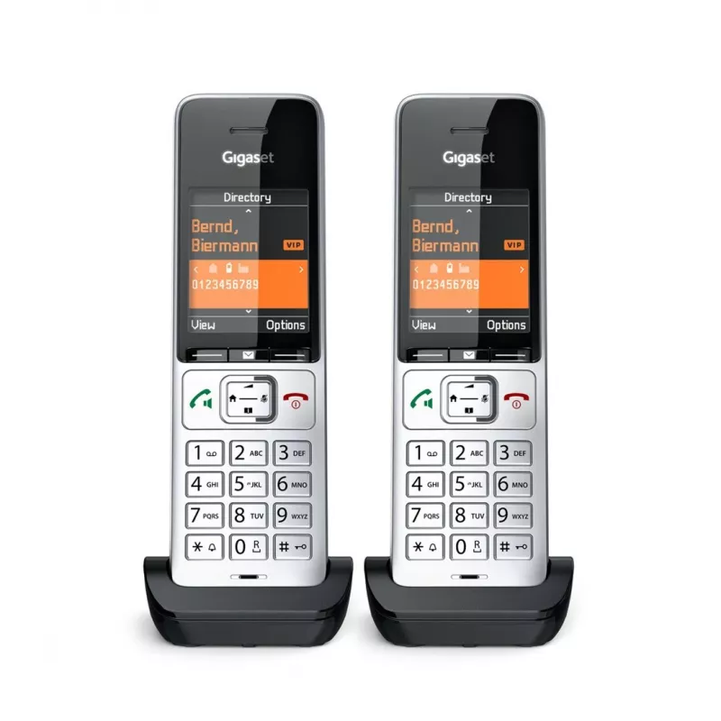 Gigaset COMFORT 500HX duo Analog/DECT telefons ar zvana identifikāciju Melns, Sudrabs