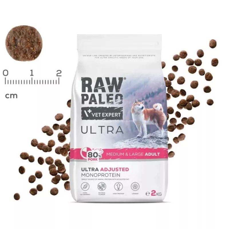 RAW PALEO Ultra Pork Medium & Large Adult - sausā suņu barība - 10 kg