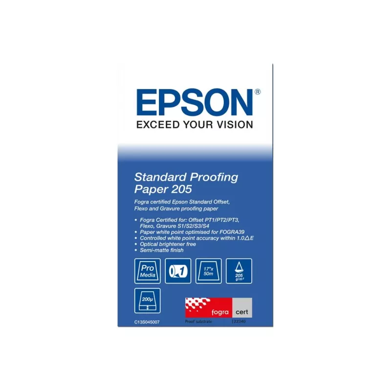 Epson C13S045007 Standard Proofing Paper balts papīra rullis 17 collas (43,2 cm) x 50 m, 205 g/m²