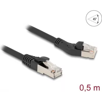 Tīkla kabelis DeLOCK RJ45 Cat.8.1 Spraudnis 45° Pa kreisi 0,5m Melns