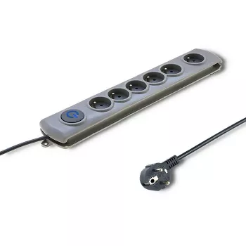 Pārsprieguma aizsargs Qoltec 50165 Pelēks 6 AC kontaktligzdas 230 V 1.8 m
