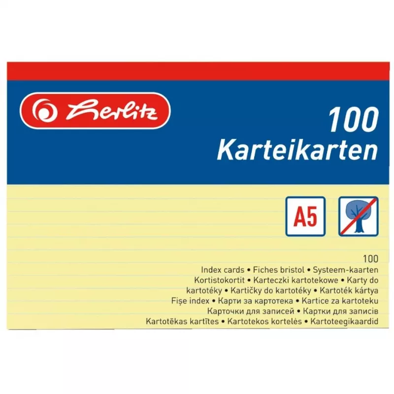 Indekskarte Herlitz 1150515 Dzeltena 1 gab.