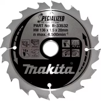 Makita Specialized ripzāģa asmens kokam 136 mm 16 zobi (B-33532)