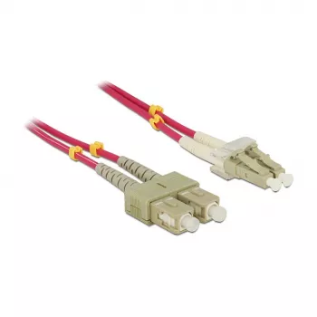 Optiskās šķiedras kabelis DELOCK LC–SC 5 m, multimode 50 µm, pilns duplekss, violets