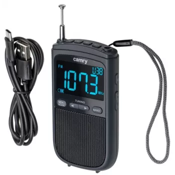 Camry CR 1905 pārnēsājamais mini radio ar modinātāju, melns