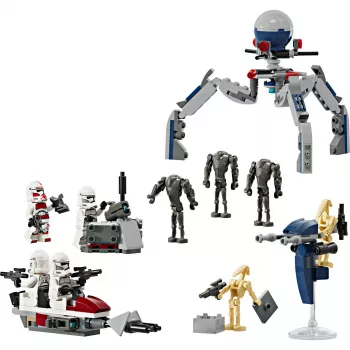 LEGO Star Wars Clone Trooper & Battle Droid Battle Pack ar ātrumvelosipēdu, 4 minifigūrām un 5 figūrām