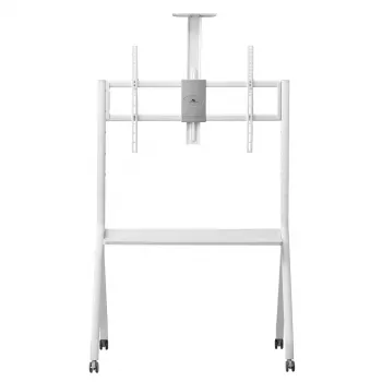 Grīdas televizora statīvs MACLEAN MC-114 W 55 inch–100 inch, balts, VESA līdz 900x600, maks. 120 kg, augstums 115–152 cm, plaukts