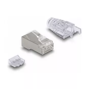 DeLOCK RJ45 modulārais spraudnis Cat.6 ar izliektu fiksatoru un līkuma aizsardzību 50 gab.