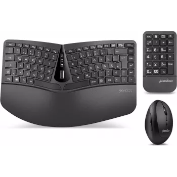 Perixx PERIDUO-606A Bezvadu ergonomiskā tastatūra un pele, vācu izkārtojums, melna (PERIDUO-606A DE)