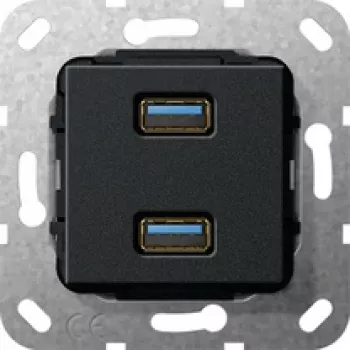 GIRA Ieliktnis USB 568410 3.0A 2-vietu Kup melns matēts (568410)